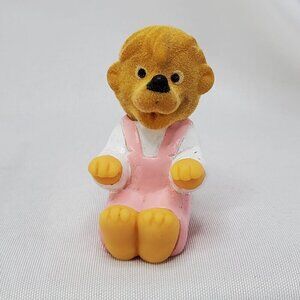 Vintage Berenstain Bears 1989 Sissy Bear Pink Overalls 2.5” Plastic Figure Fuzzy